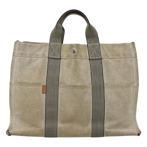 HERMES New Fourre Tout MM Hand Bag Canvas Gray Silver - Picture 12 of 16
